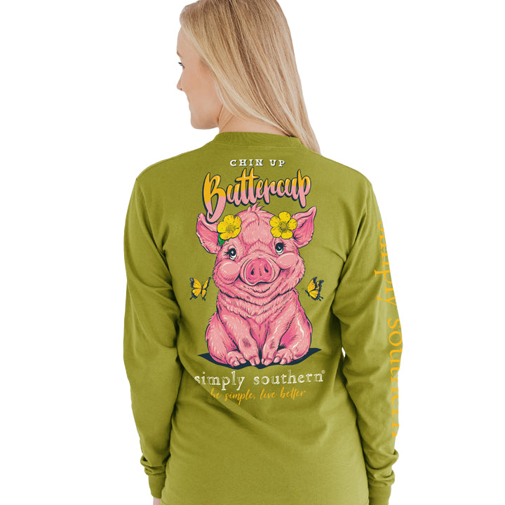 SALE Simply Southern Preppy Buttercup Pig Long Sleeve T-Shirt