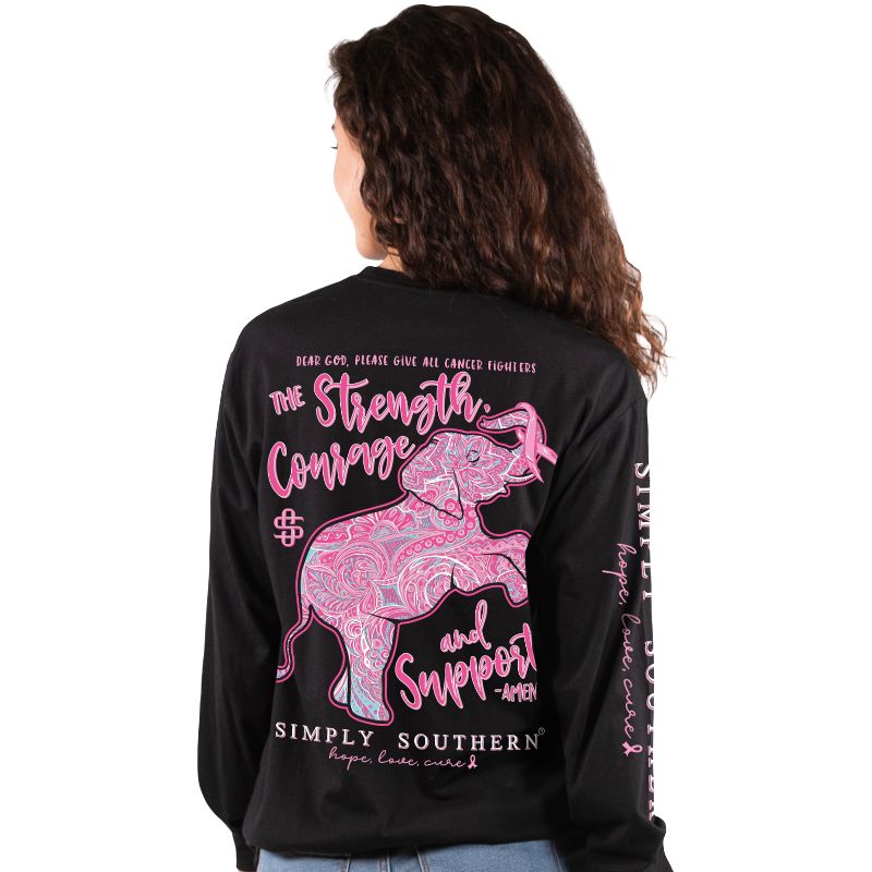 Simply Southern Pink Ribbon Cure Cancer Long Sleeve T-Shirt