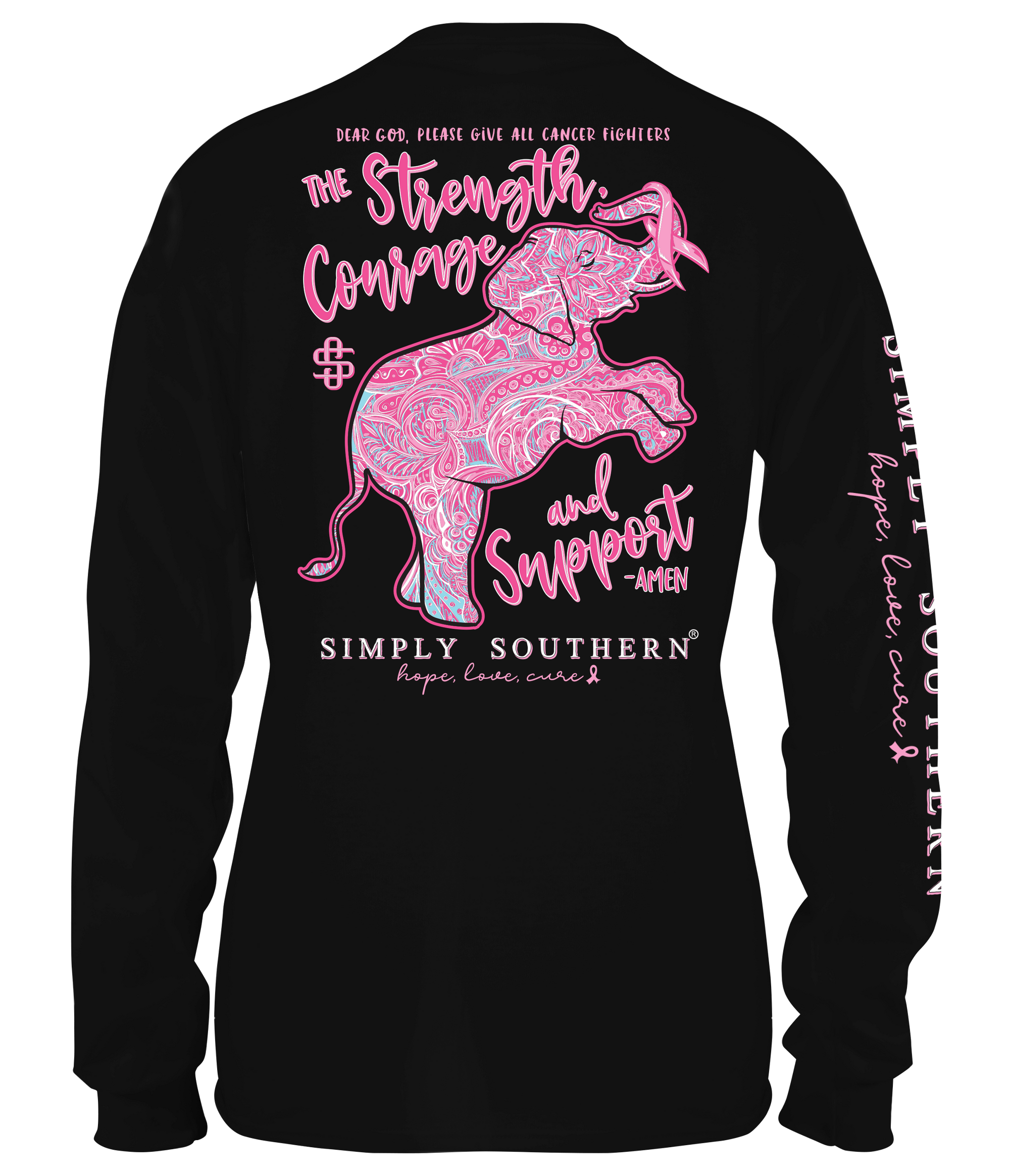 SALE Simply Southern Pink Ribbon Cure Cancer Long Sleeve T-Shirt