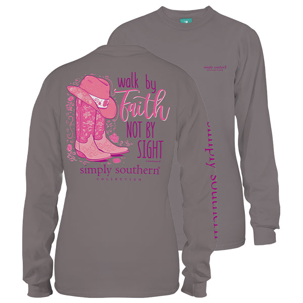 SALE Simply Southern Preppy Walk By Faith Boots Long Sleeve T-Shirt
