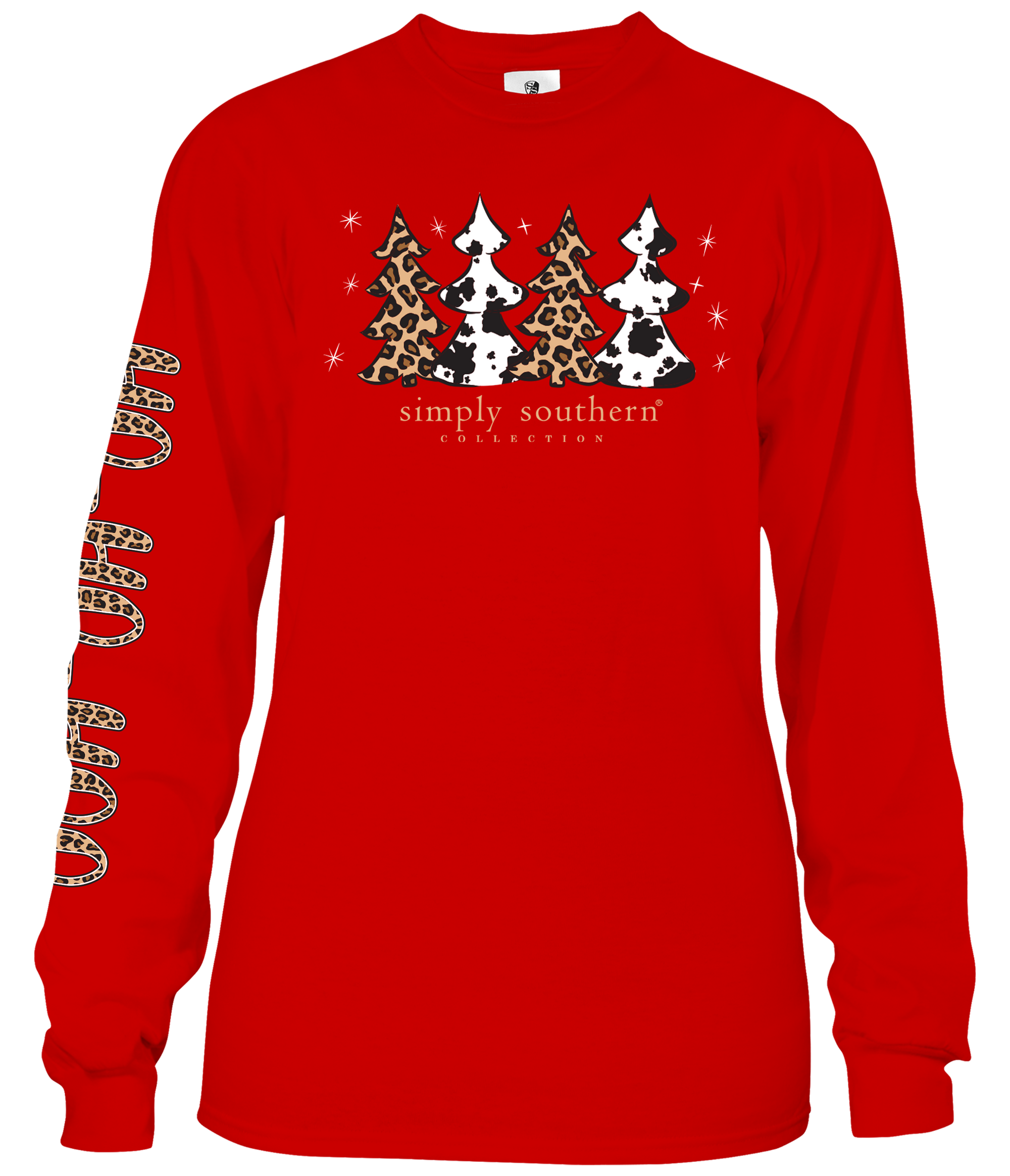 SALE Simply Southern Santa Leopard Cow Print Holiday Long Sleeve T-Shirt