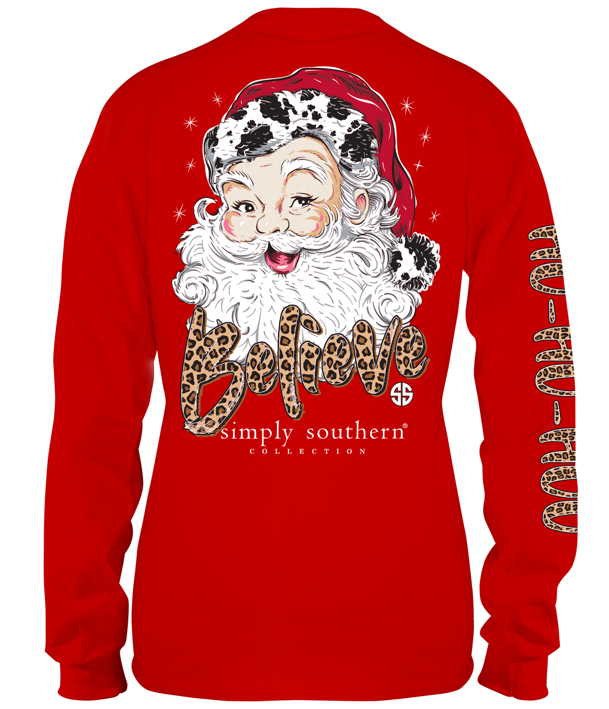 SALE Simply Southern Santa Leopard Cow Print Holiday Long Sleeve T-Shirt