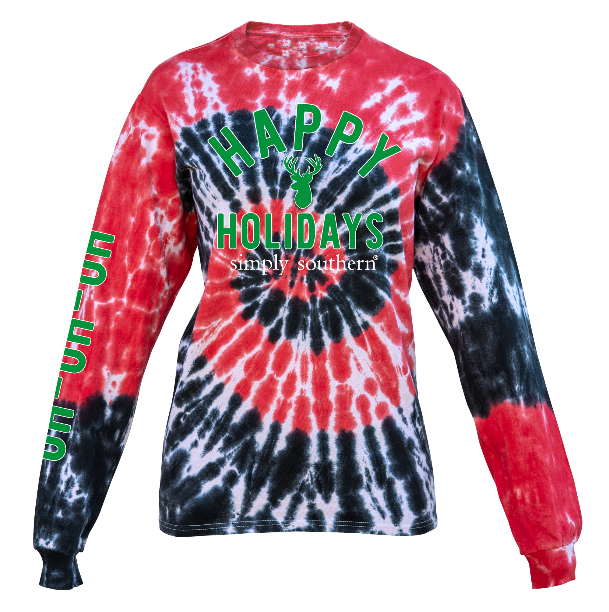 SALE Simply Southern Santa Truck Holiday Tie Dye Long Sleeve T-Shirt