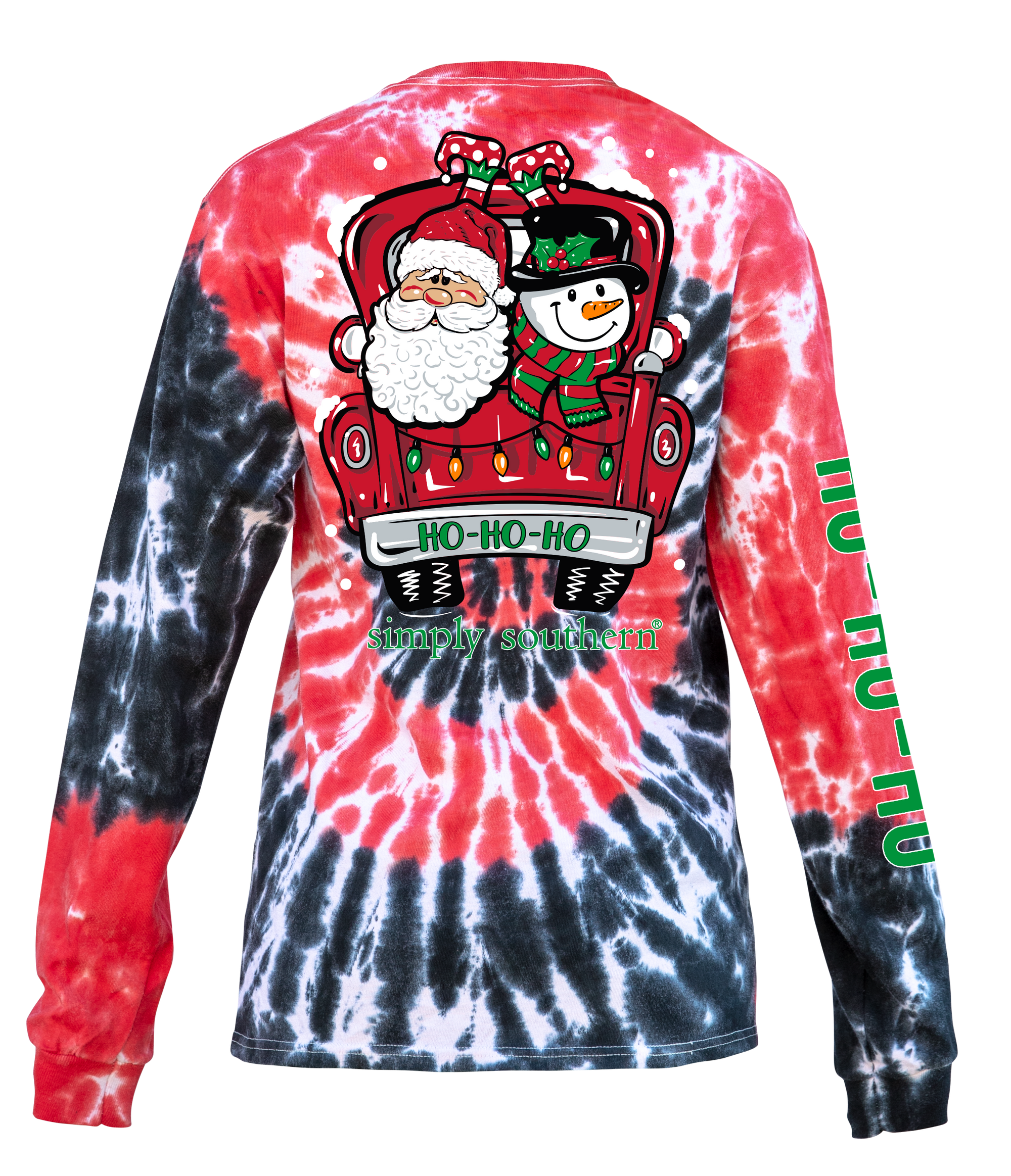 SALE Simply Southern Santa Truck Holiday Tie Dye Long Sleeve T-Shirt