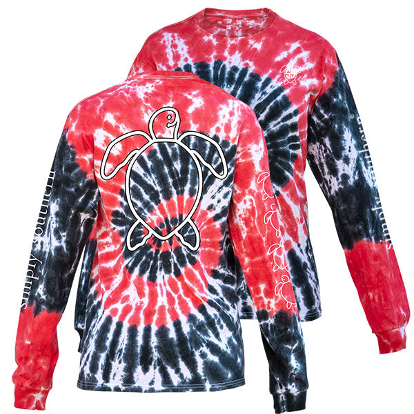 SALE Simply Southern Youth Preppy Hurricane TieDye Pattern Save The Turtles Collection Long Sleeve T-Shirt