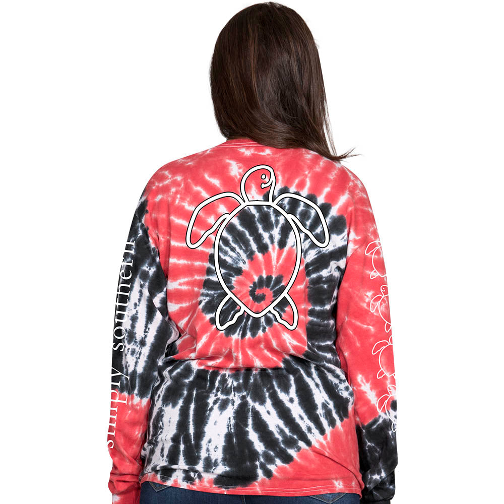 SALE Simply Southern Youth Preppy Hurricane TieDye Pattern Save The Turtles Collection Long Sleeve T-Shirt