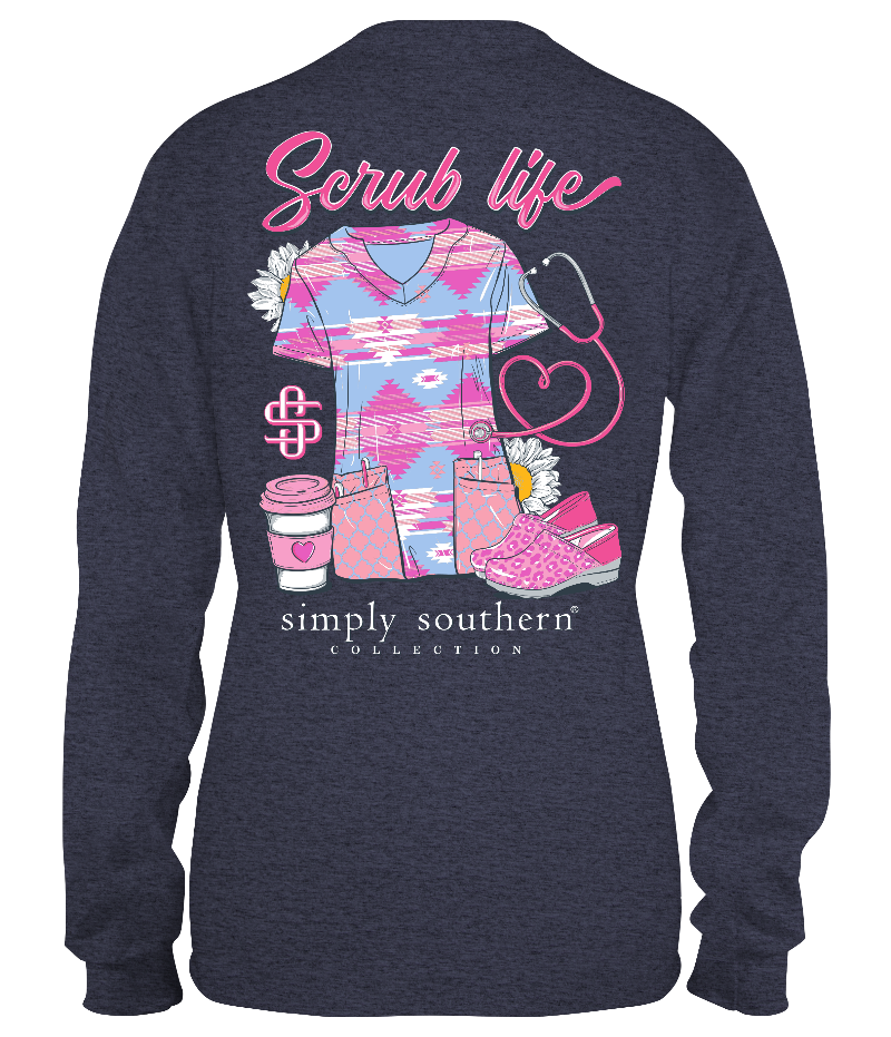 Simply Southern Scrub Life Nurse Long Sleeve T Shirt SimplyCuteTees