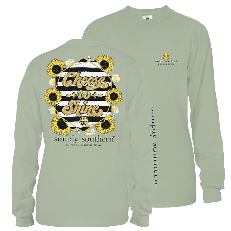 SALE Simply Southern Preppy Choose To Shine Sunflower Long Sleeve T-Shirt