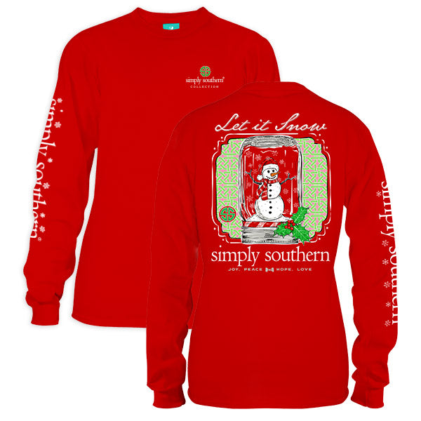 SALE Youth Simply Southern Preppy Let It Snow Holiday Long Sleeve T-Shirt