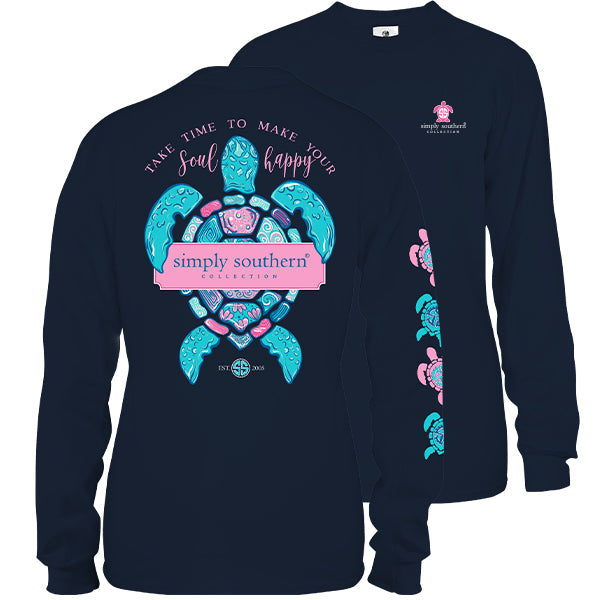 SALE Simply Southern Preppy Soul Happy Turtle Long Sleeve T-Shirt