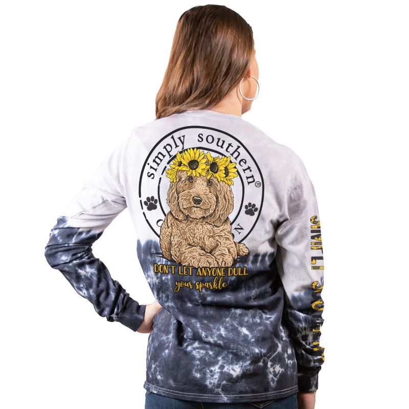 SALE Simply Southern Dull Your Sparkle Dog Sunflower Long Sleeve T-Shirt