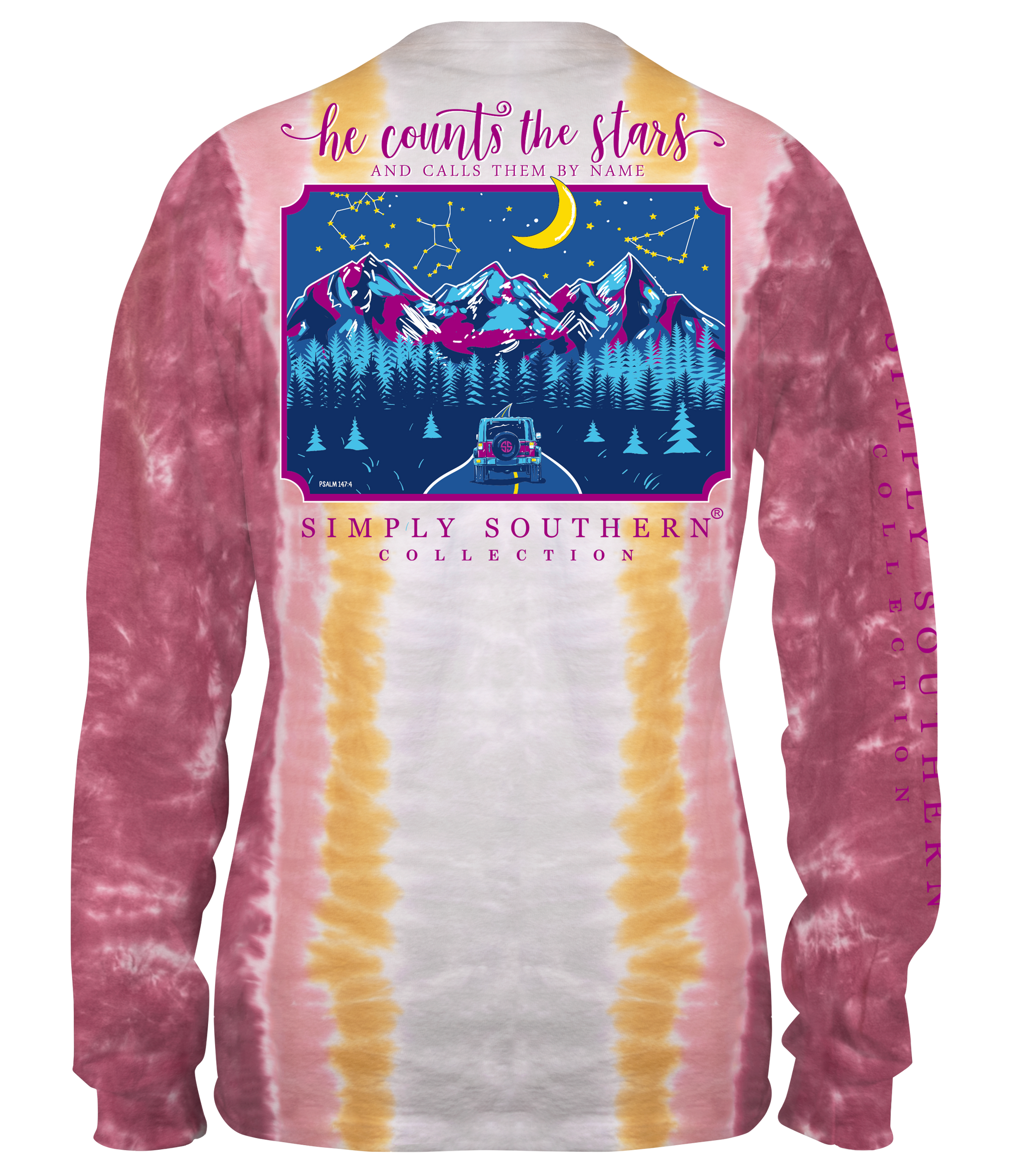 SALE Simply Southern Mountains Night Stars Tie Dye Long Sleeve T-Shirt