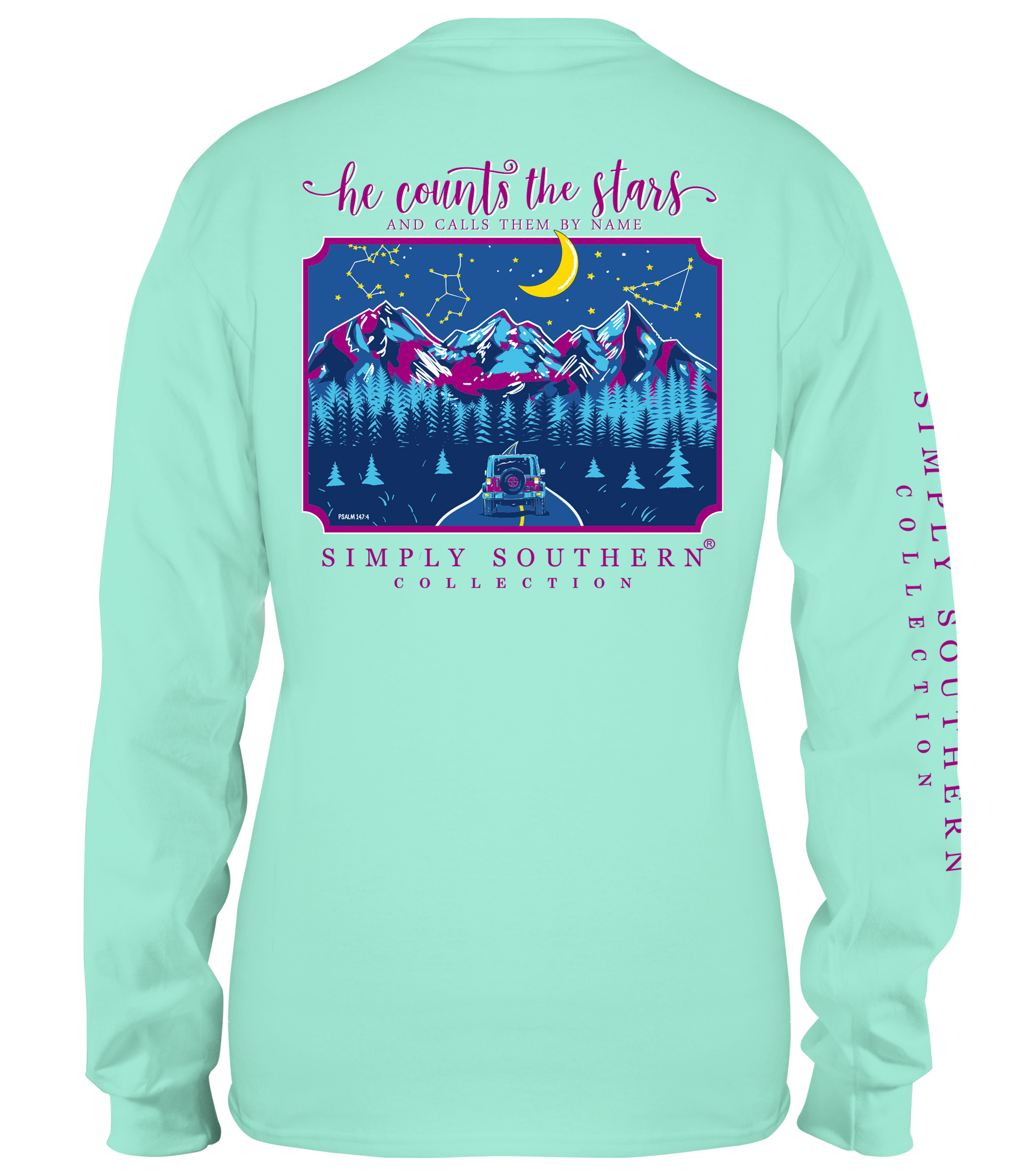 SALE Simply Southern Preppy Mountains Night Stars Long Sleeve T-Shirt