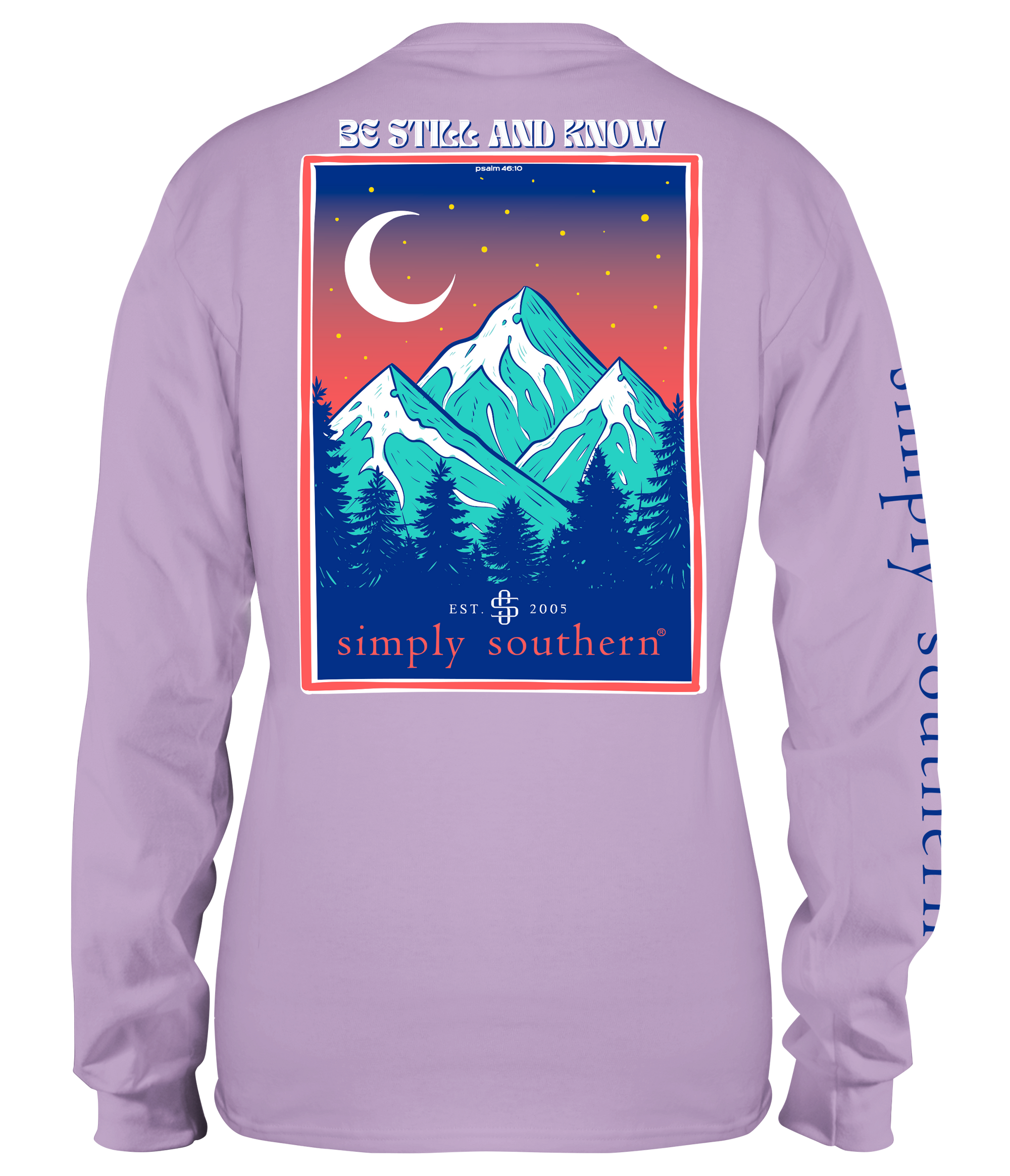 SALE Simply Southern Be Still Mountains Stars Long Sleeve T-Shirt