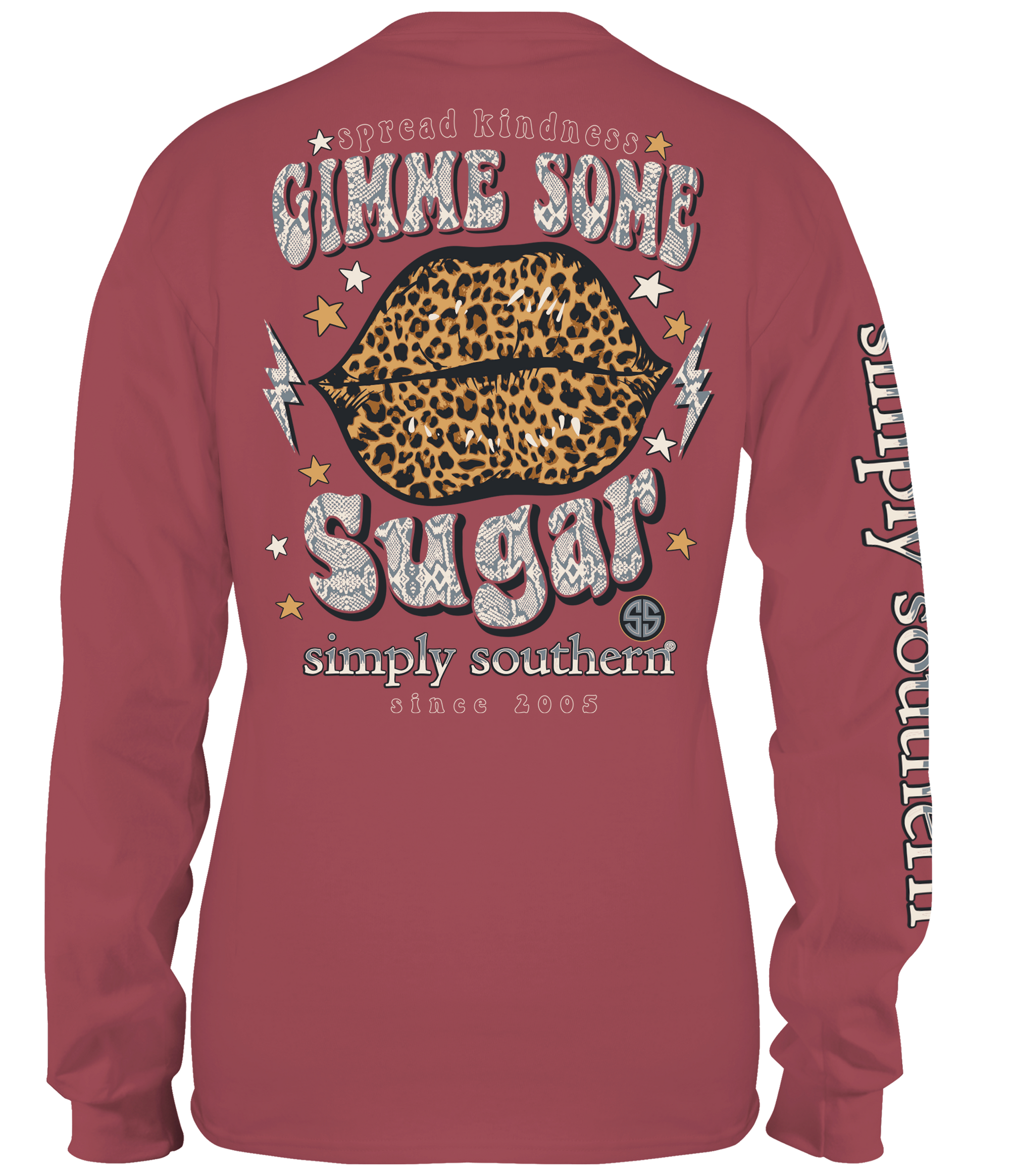 SALE Simply Southern Preppy Sugar Leopard Lips Long Sleeve T-Shirt
