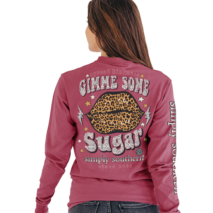 SALE Simply Southern Preppy Sugar Leopard Lips Long Sleeve T-Shirt