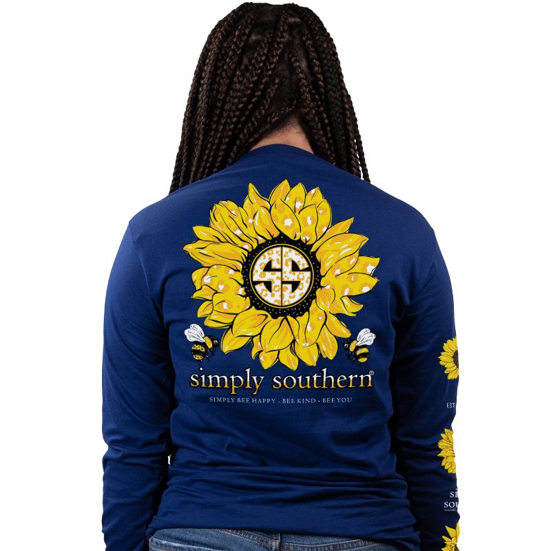Simply Southern Preppy Bee Sunflower Long Sleeve T-Shirt