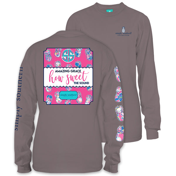 SALE Simply Southern Preppy Amazing Grace How Sweet Long Sleeve T-Shirt