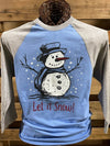Southern Chics Let It Snow Holiday Raglan Canvas 3/4 Long Sleeve T-Shirt