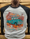 Southern Chics Apparel Meet me at the Pumpkin Patch Truck Raglan 3/4 Long Sleeve T Shirt