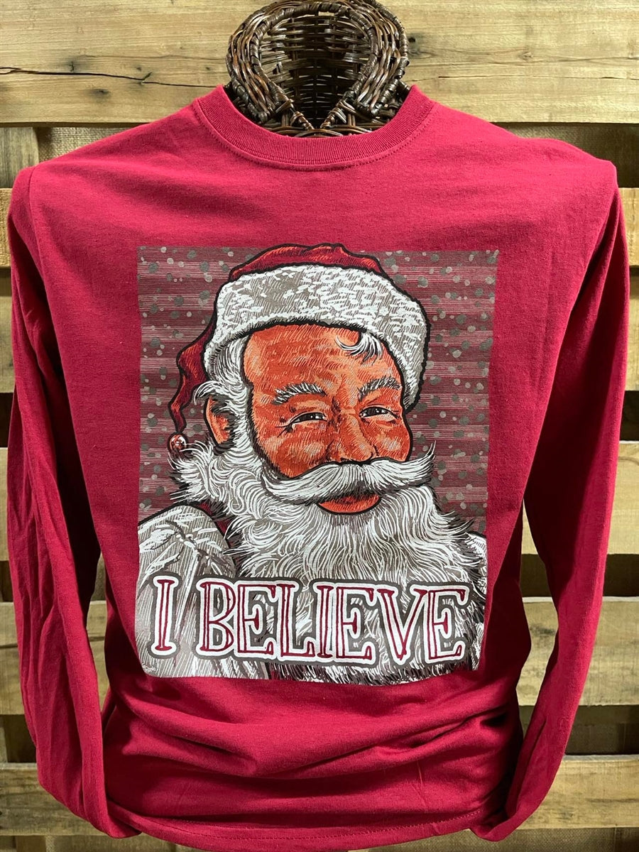 Southern Chics I Believe Santa Christmas Long Sleeve T-Shirt