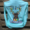 SALE Southern Chics Oh Deer Christmas is Near XMAS Comfort Colors Girlie Bright Long Sleeve T Shirt
