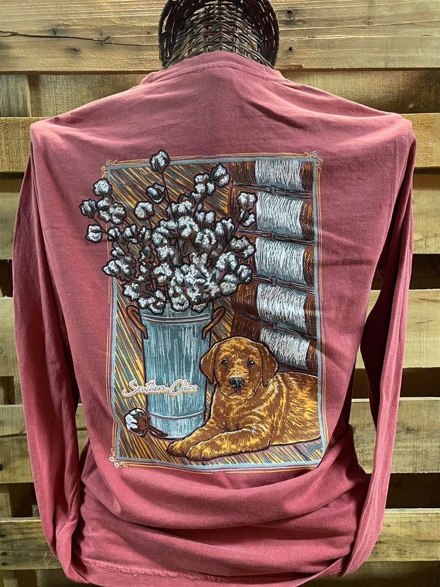 SALE Southern Chics Apparel Puppy with Cotton Bale Comfort Colors Long Sleeve T Shirt