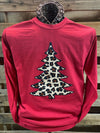 SALE Southern Chics Leopard Christmas Tree Comfort Colors Long Sleeve T Shirt