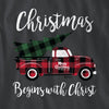 Kerusso Cherished Girl Christmas Plaid Truck Long Sleeve T-Shirt