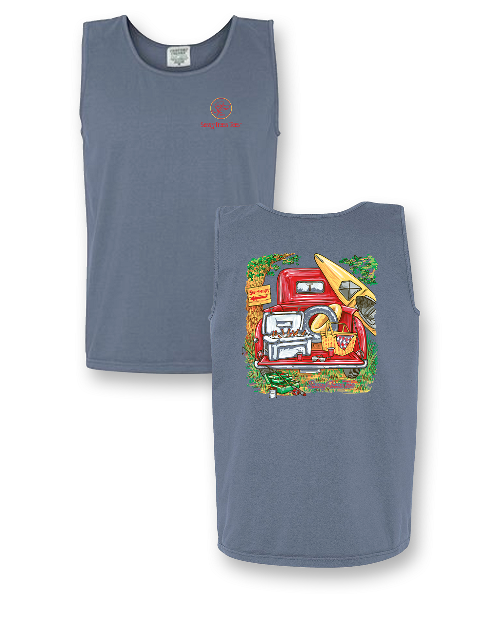 Sassy Frass Lake Truck Summer Swimming Fishing Comfort Colors Bright T Shirt Tank Top