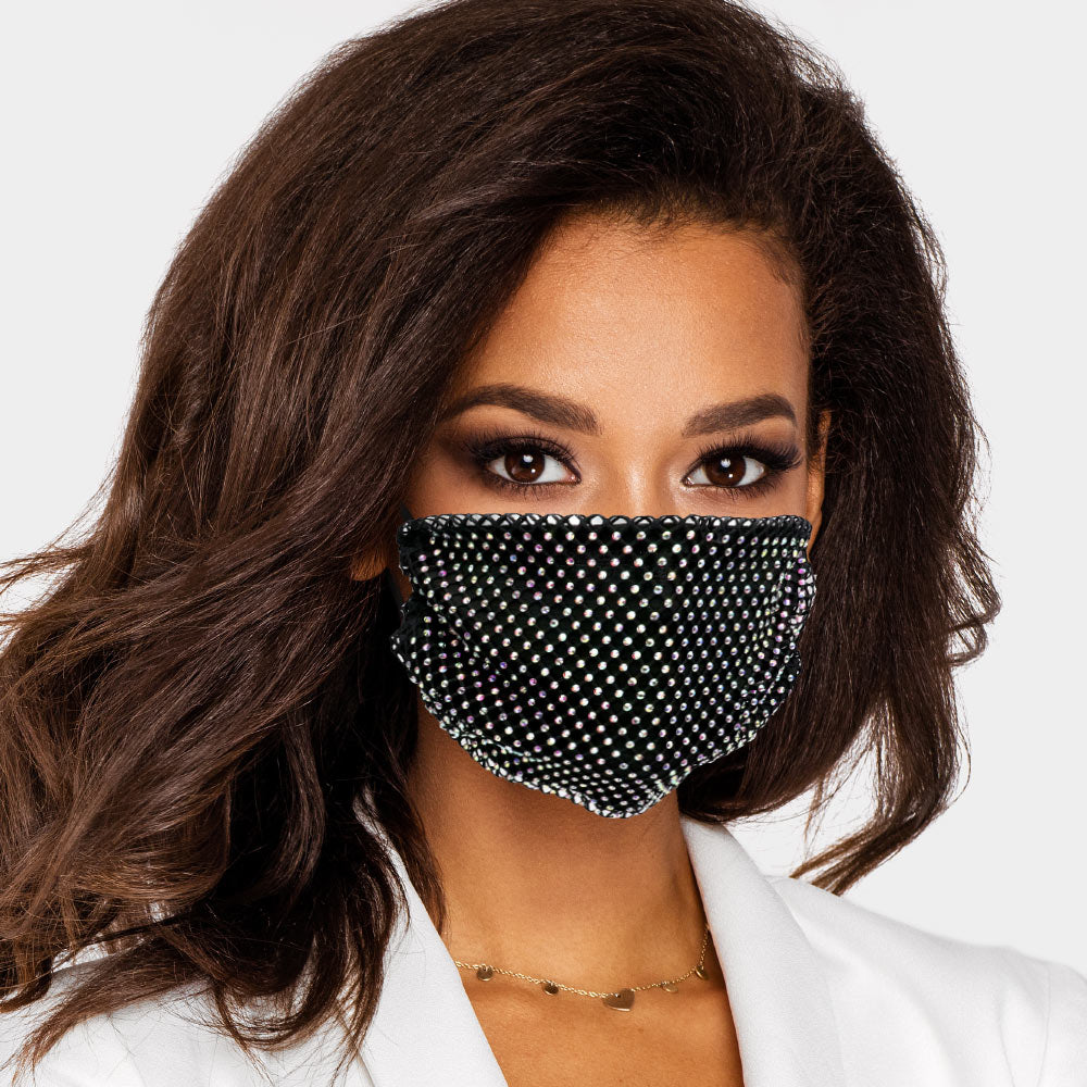 Rhinestone Rainbow Stripe Fashion Protective Mask