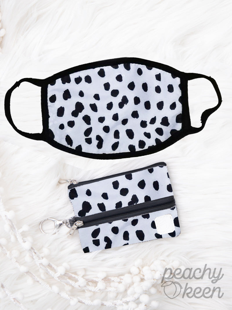 Southern Grace Dalmatian Print Double Zipper Mini Versi Bag with Face Mask