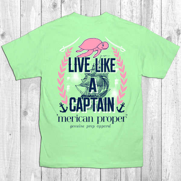 SALE Merican Proper Live Like a Captain Ship Boat Turtle Unisex T-Shirt