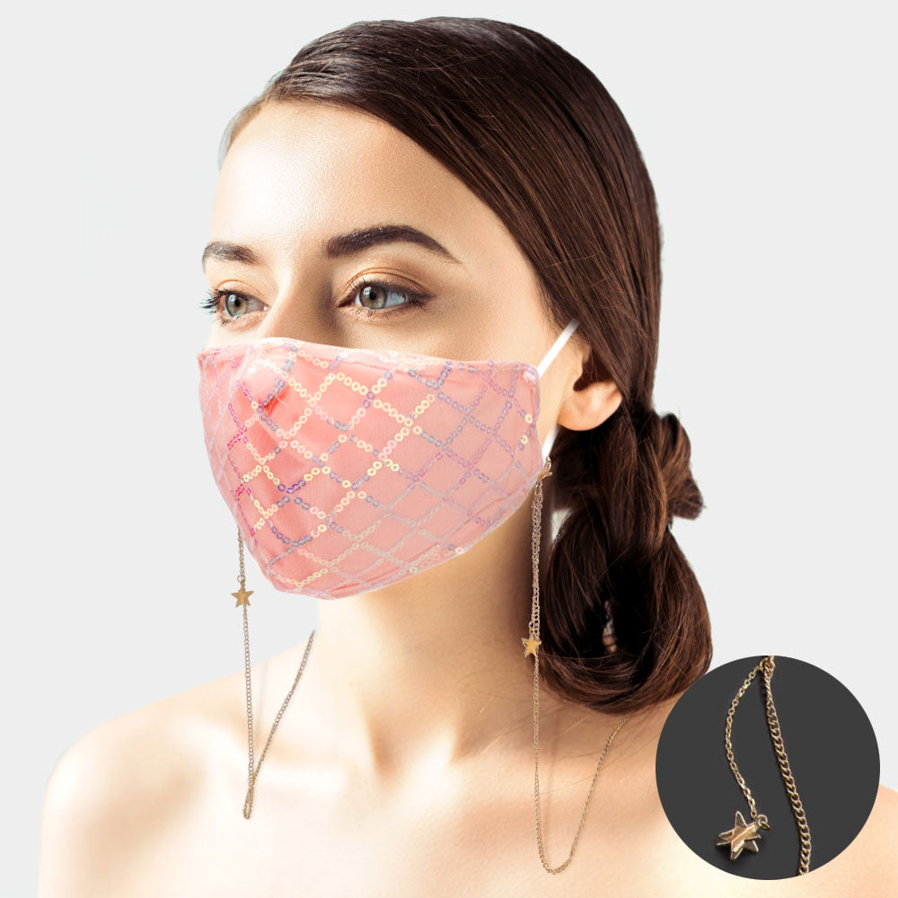 Brass Gold Star Fashion Protective Mask Holder Chain
