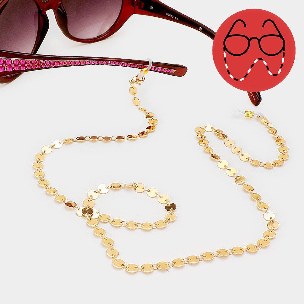 Gold Disc Fashion Protective Mask Holder Chain