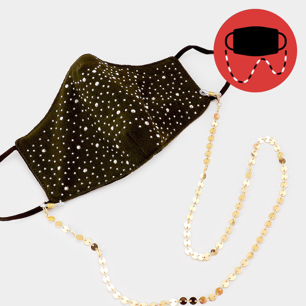 Gold Disc Fashion Protective Mask Holder Chain