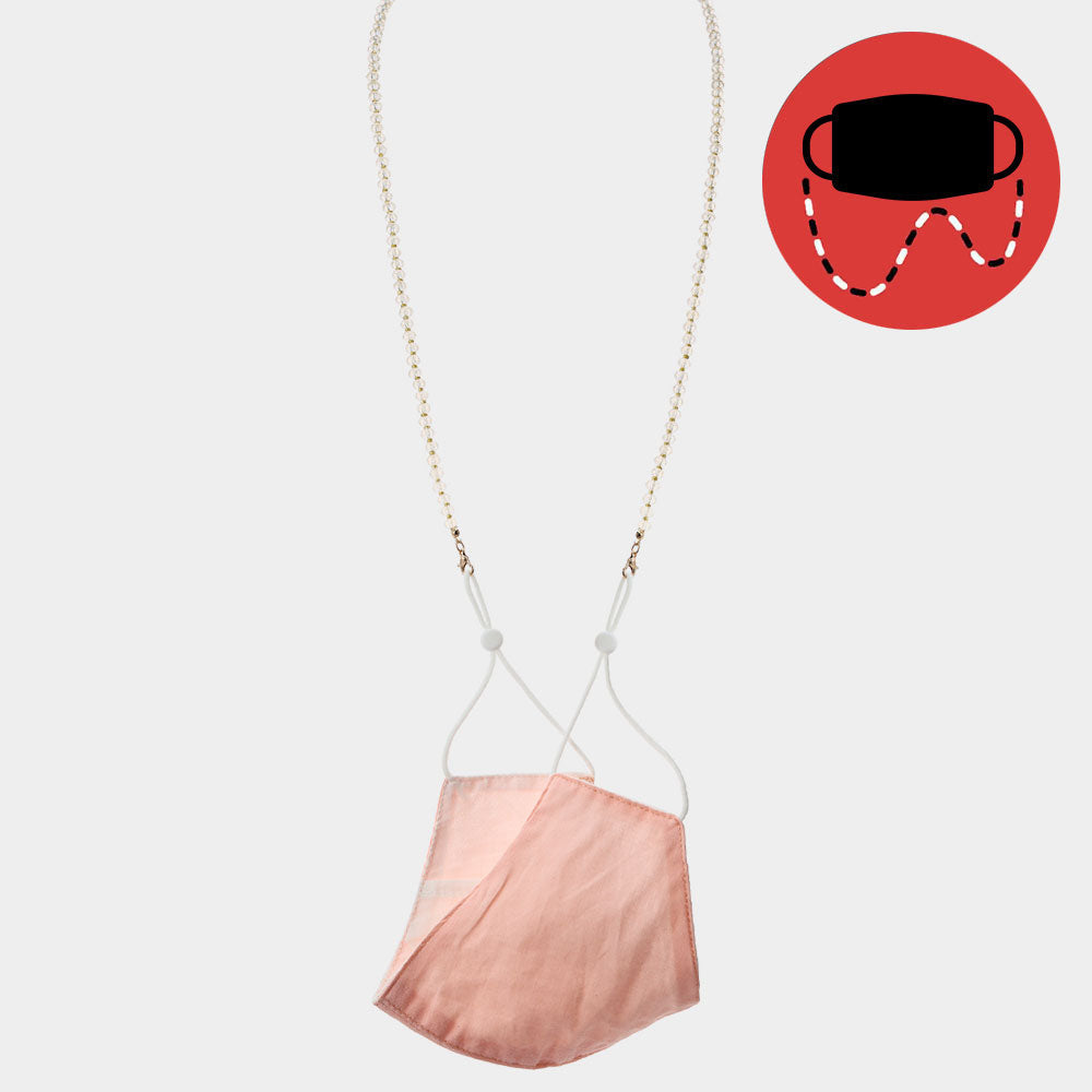 White Faceted Beaded Fashion Protective Mask Holder Chain