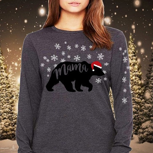 Southern Attitude Preppy Mama Bear Holiday Long Sleeve T-Shirt
