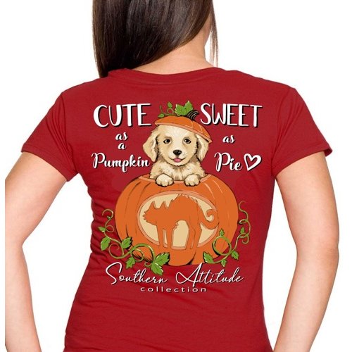 Southern Attitude Preppy Pumpkin Puppy Fall T-Shirt