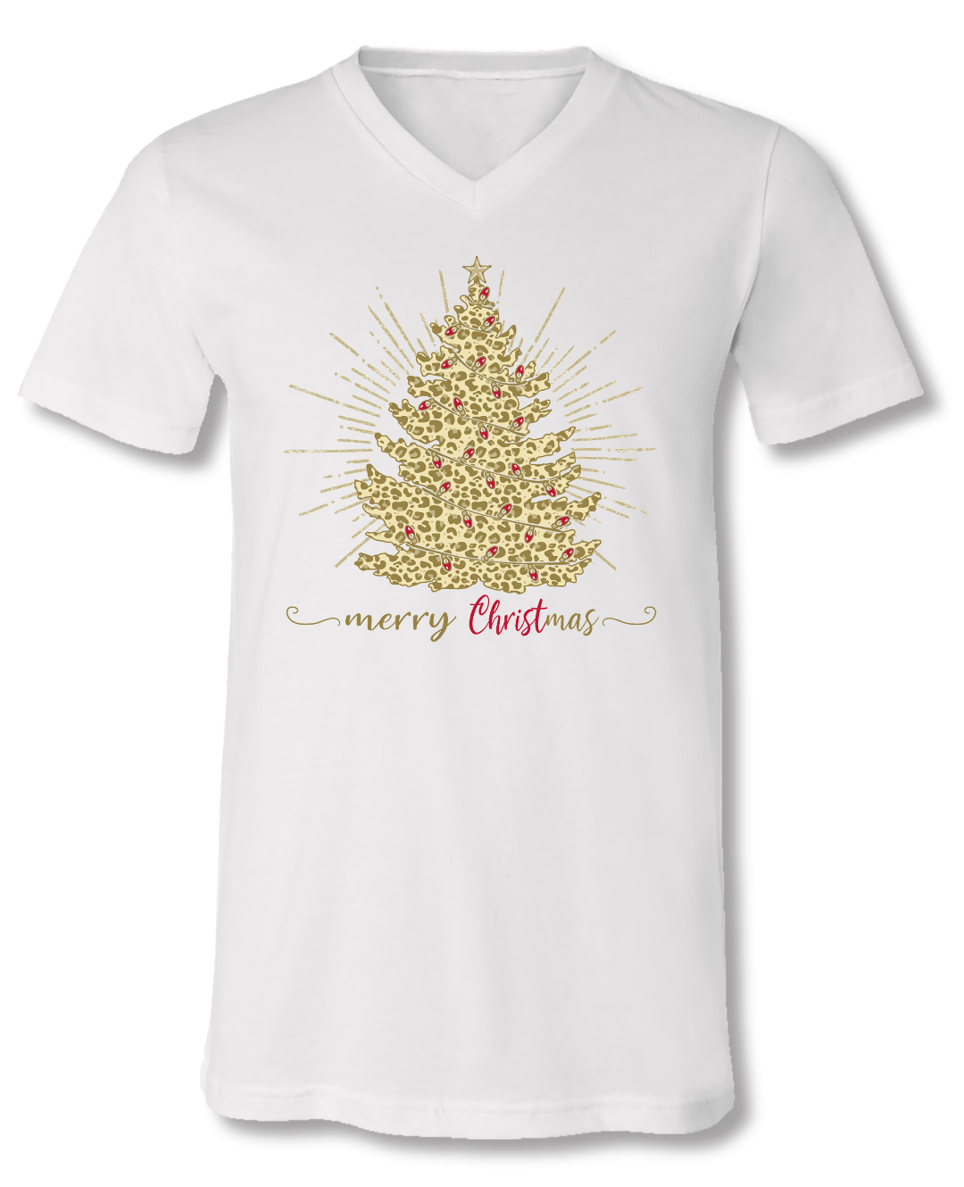 Sassy Frass Holiday Tree Merry CHRISTmas V-Neck Bright Girlie T Shirt