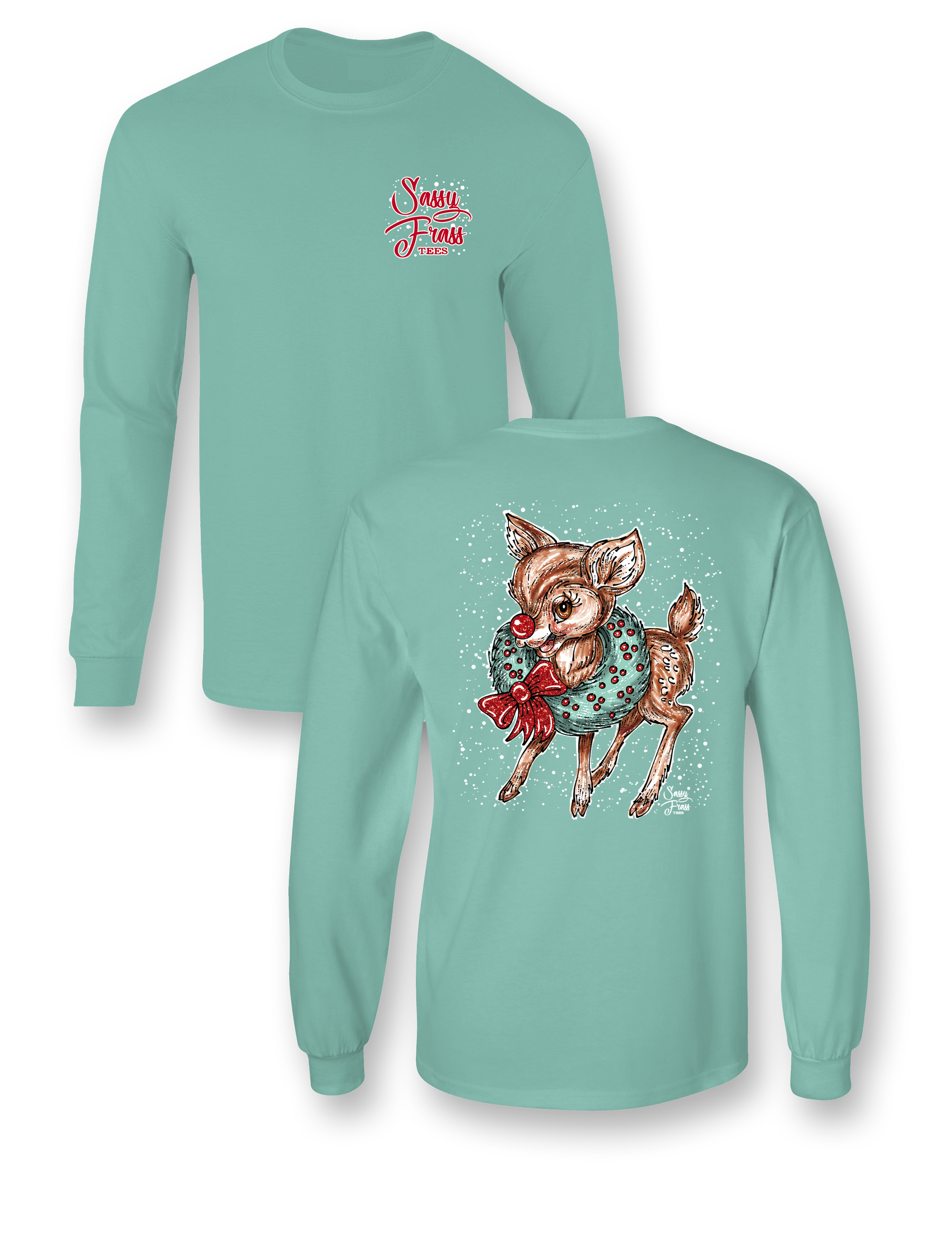 SALE Sassy Frass Vintage Reindeer Holiday Comfort Colors Long Sleeve T-Shirt