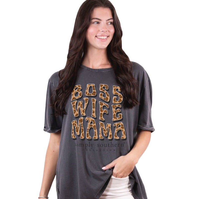 Simply Southern Boss Wife Mama Over Sized Vintage T-Shirt
