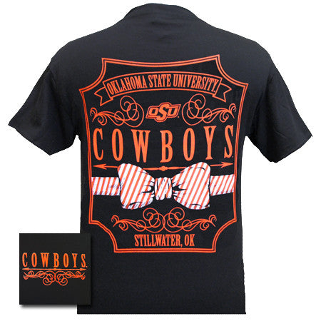 OSU Oklahoma State Cowboys Pattern Prep Bow Girlie Bright T Shirt