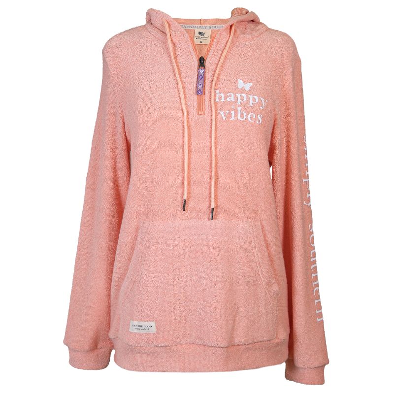 Simply Southern Happy Vibes Terry Pullover Soft Hoodie