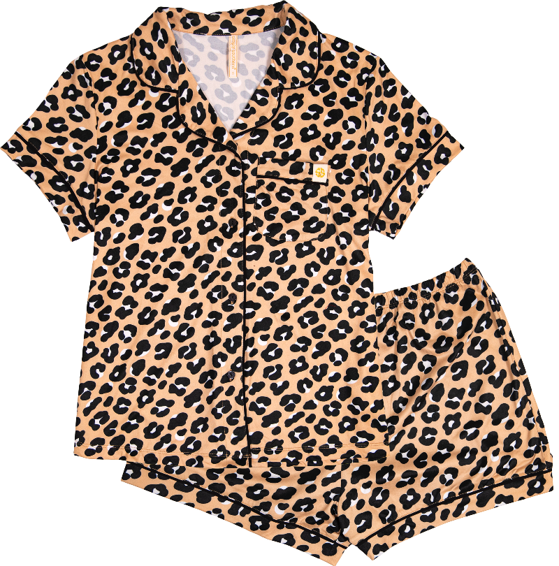 Simply Southern Leopard Button PJ Shorts & T-Shirt Set