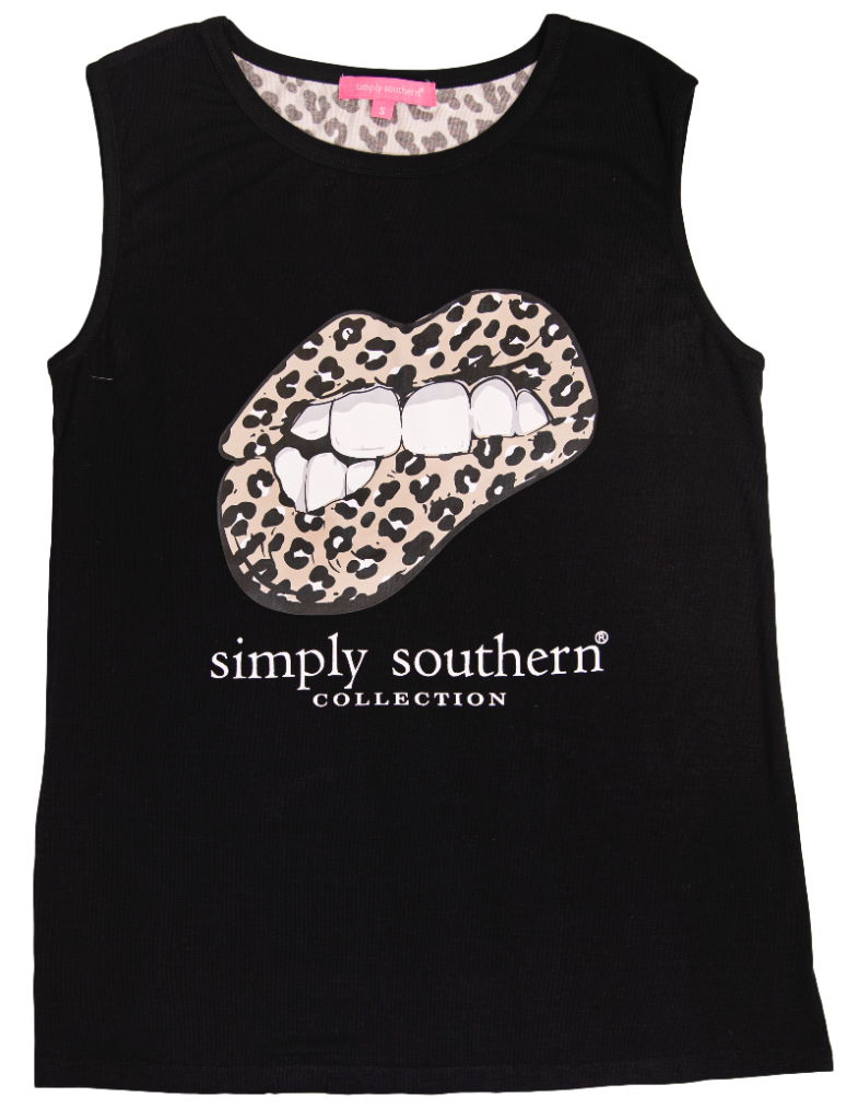 SALE Simply Southern Preppy Leopard Lips Beach Tank Top