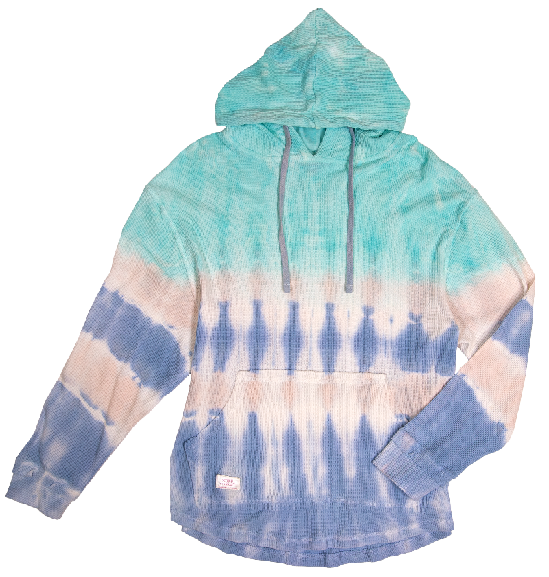 Simply Southern Waves Tiedye Pullover Waffle Hoodie T-Shirt