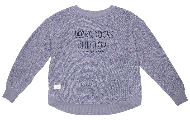 SALE Simply Southern Flip Flop Terry Pullover Soft Crew Long Sleeve T-Shirt