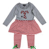Simply Southern Preppy Classic Candy Cane Holiday Toddler Dress Set T-Shirt