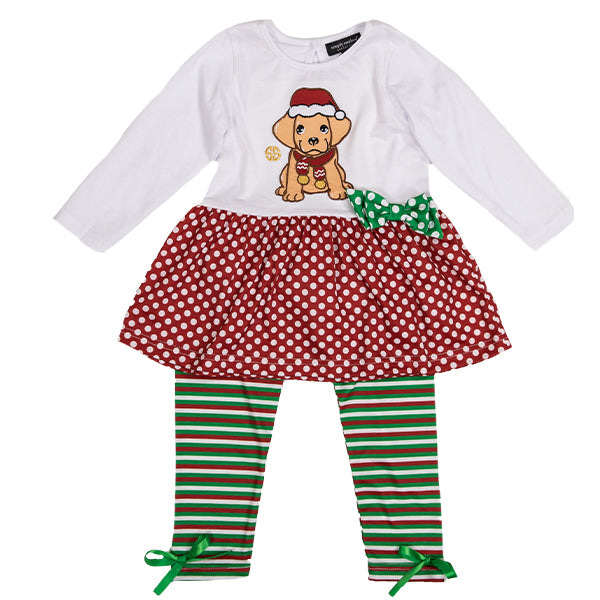 Simply Southern Preppy Classic Christmas Dog Holiday Toddler Dress Set